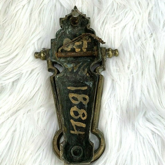 Vintage Brass Door Knocker Key Shaped Architectural Corbel MCM - Picture 3 of 5